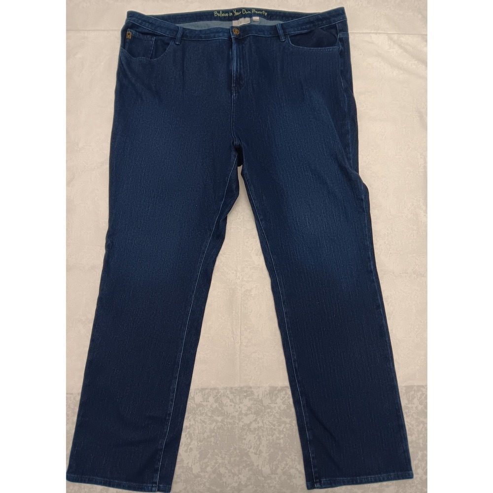 Belle Kim Gravel Womens 28W Tall Dark Wash Straight Leg Jeans Tall A609980 Blue
